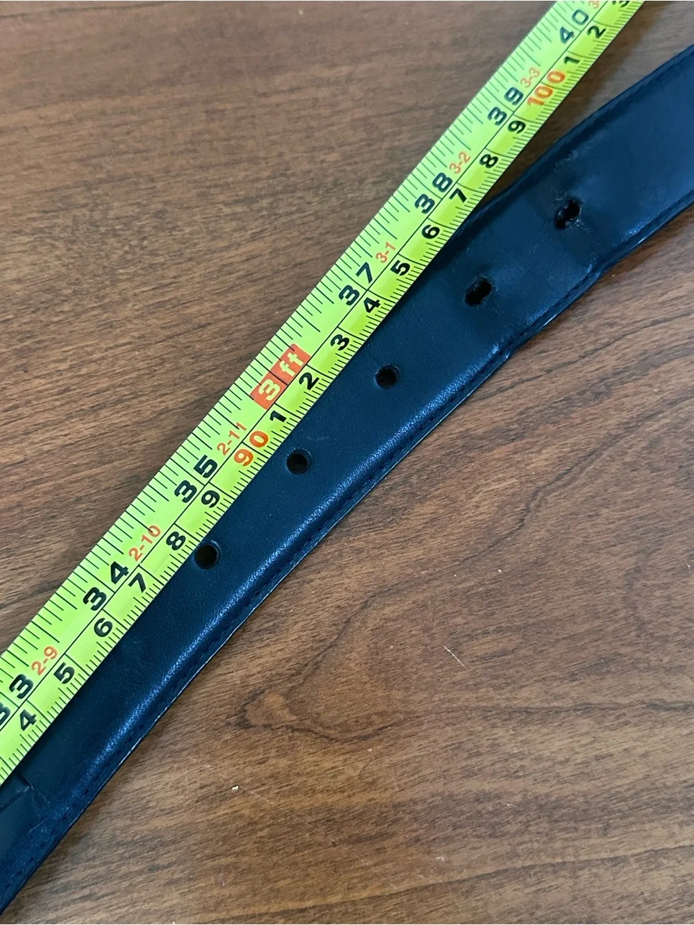 Vintage Full Grain Leather Black Belt 35–39 USA Made Minimal Classic